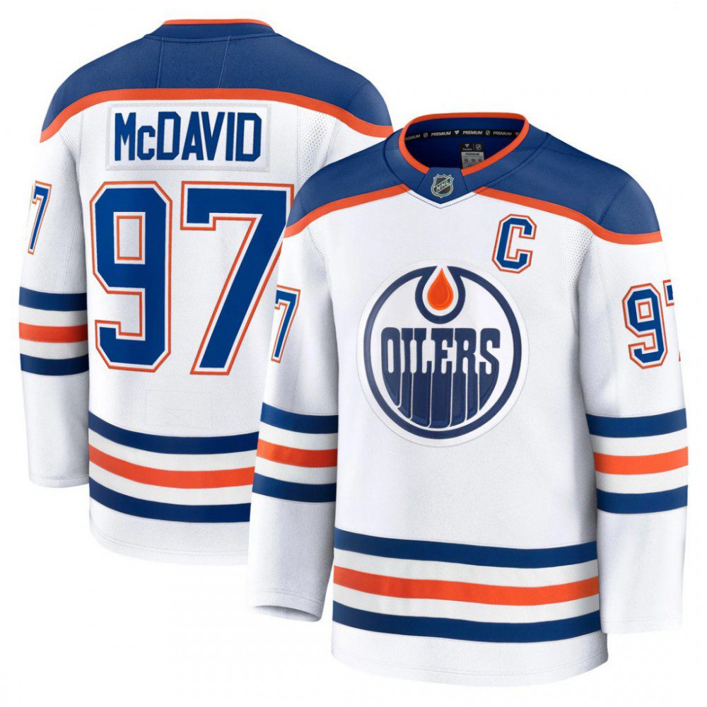 Connor McDavid Edmonton Oilers Away White Premium Player Jersey-Pro Kit Vault | Brand New 26/27 Sports Jerseys